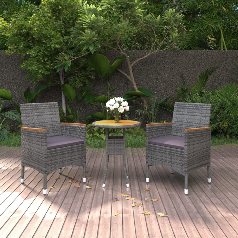 vidaXL 3 Piece Garden Dining Set Poly Rattan Black