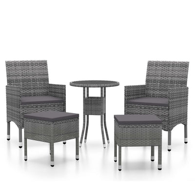vidaXL 5 Piece Garden Lounge Set Poly Rattan Brown