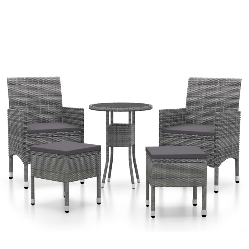 vidaXL 5 Piece Garden Lounge Set Poly Rattan Brown