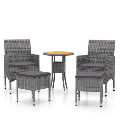 vidaXL 5 Piece Garden Lounge Set Poly Rattan Black