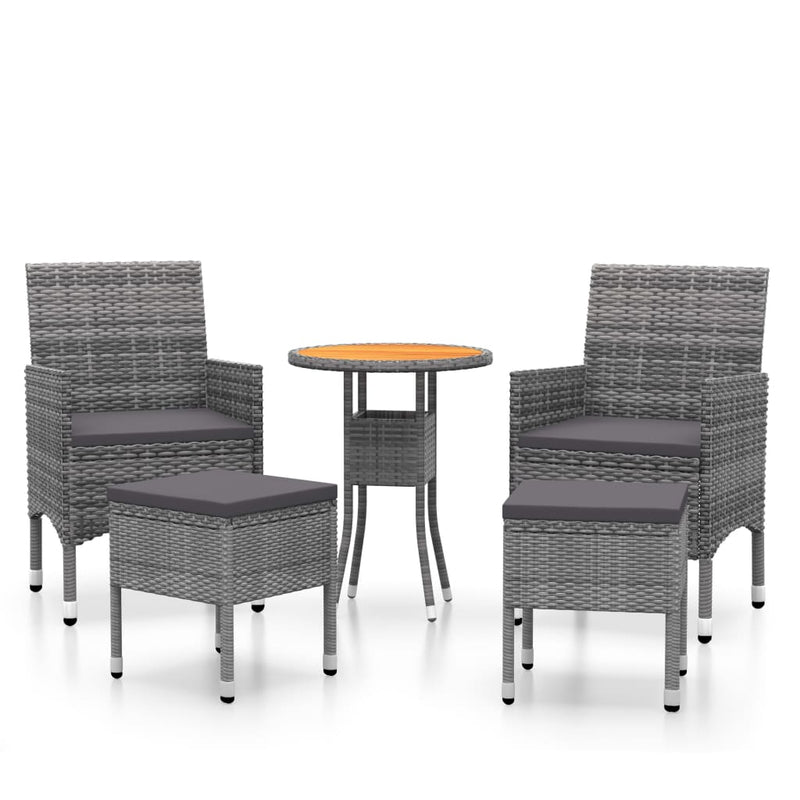 vidaXL 5 Piece Garden Lounge Set Poly Rattan Black