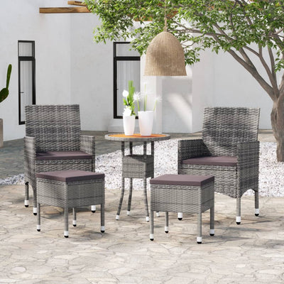 vidaXL 5 Piece Garden Lounge Set Poly Rattan Black