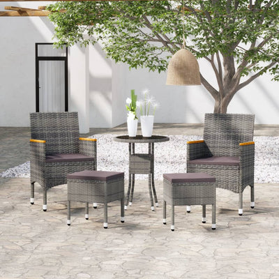 vidaXL 5 Piece Garden Lounge Set Poly Rattan Brown