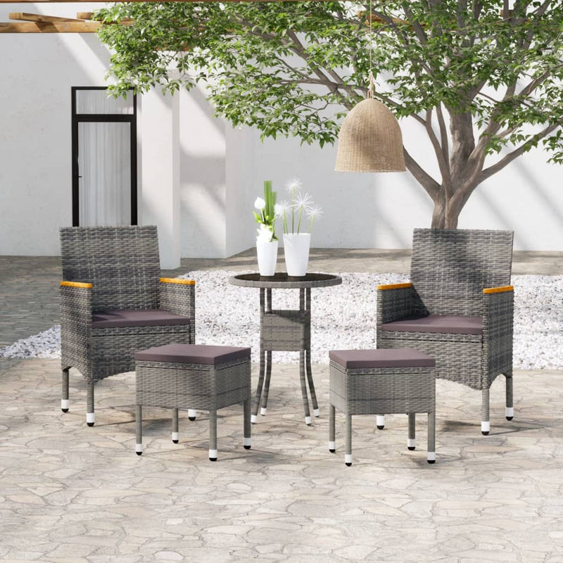 vidaXL 5 Piece Garden Lounge Set Poly Rattan Brown