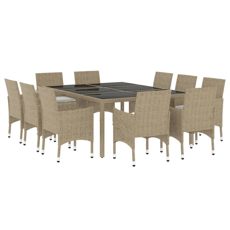 vidaXL 11 Piece Garden Dining Set Poly Rattan Black