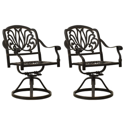 vidaXL Swivel Garden Chairs 2 pcs Cast Aluminium Bronze