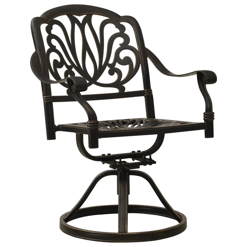 vidaXL Swivel Garden Chairs 2 pcs Cast Aluminium Bronze