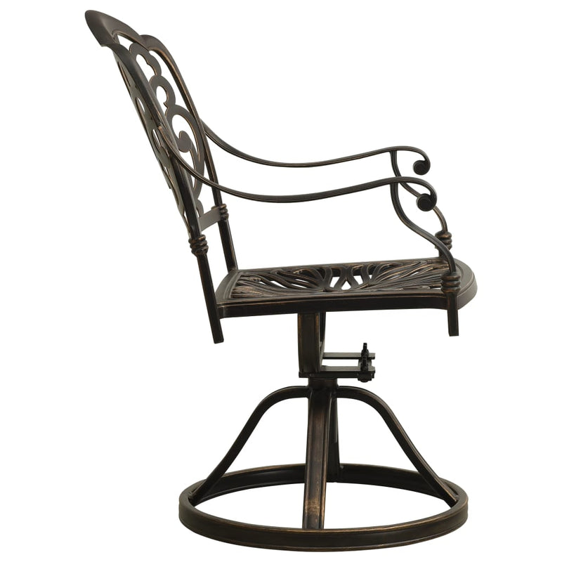 vidaXL Swivel Garden Chairs 2 pcs Cast Aluminium Bronze