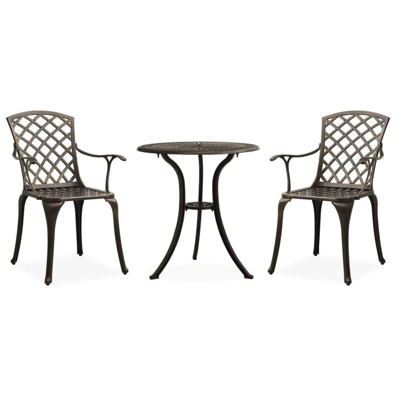 vidaXL 3 Piece Bistro Set Cast Aluminium Black