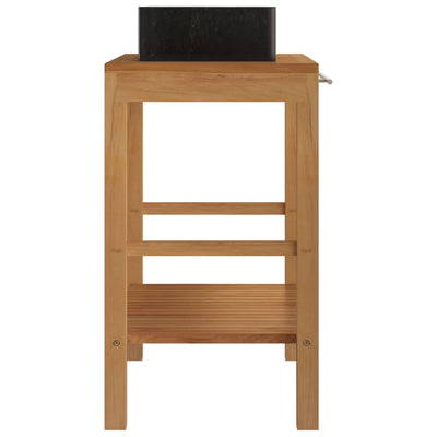 vidaXL Bathroom Vanity Cabinet Solid Wood Teak with Sink Marble Cream