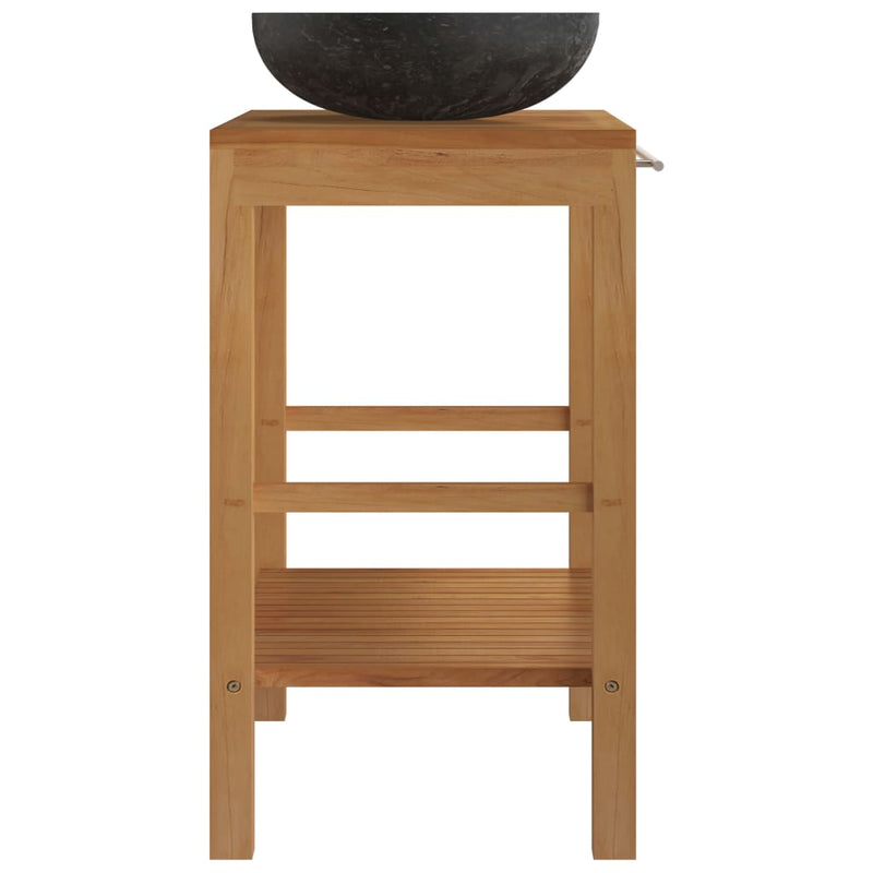 vidaXL Bathroom Vanity Cabinet Solid Wood Teak with Sink Marble Cream