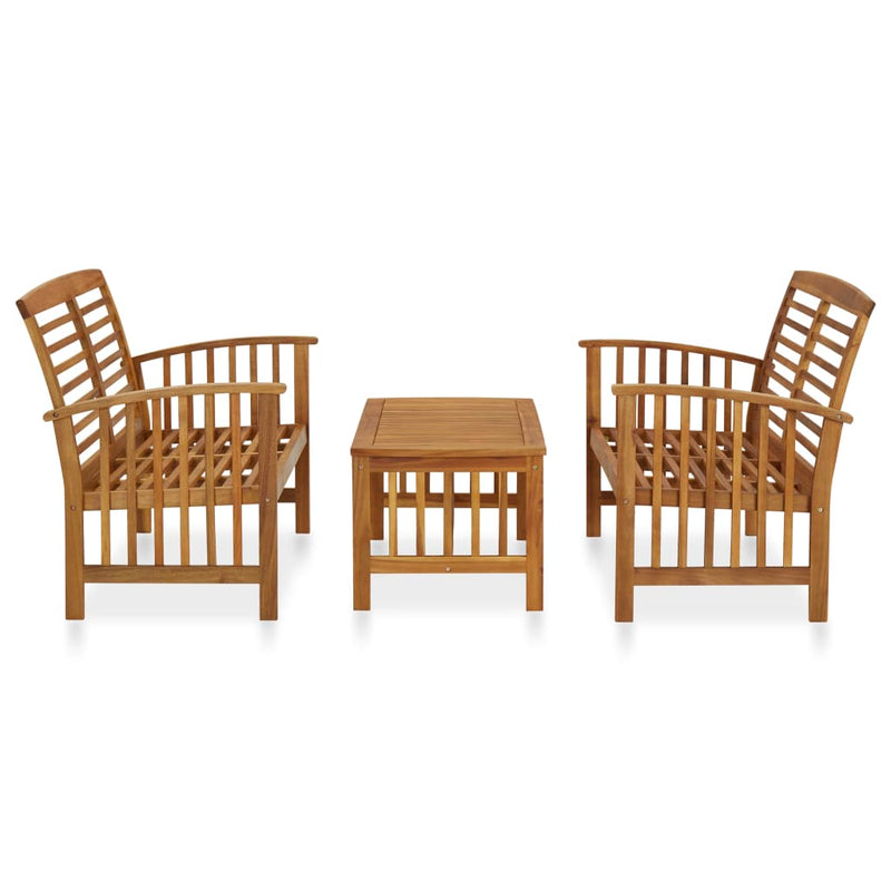 vidaXL 3 Piece Garden Lounge Set Solid Acacia Wood