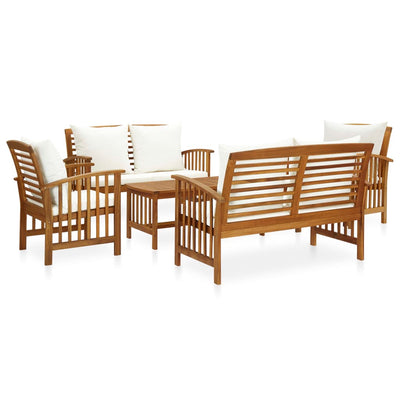 vidaXL 5 Piece Garden Lounge Set with Cushions Solid Acacia Wood (310258+310261+310264)