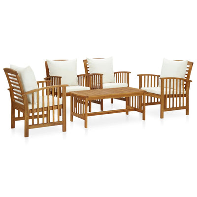 vidaXL 5 Piece Garden Lounge Set with Cushions Solid Acacia Wood