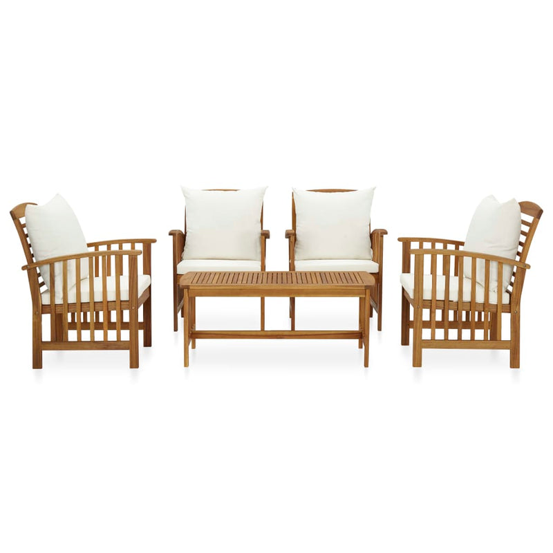 vidaXL 5 Piece Garden Lounge Set with Cushions Solid Acacia Wood