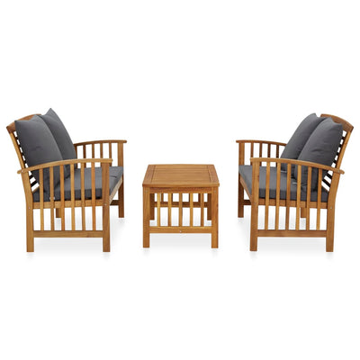 vidaXL 3 Piece Garden Lounge Set with Cushions Solid Acacia Wood