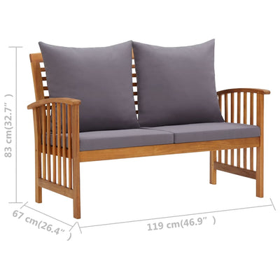 vidaXL 3 Piece Garden Lounge Set with Cushions Solid Acacia Wood
