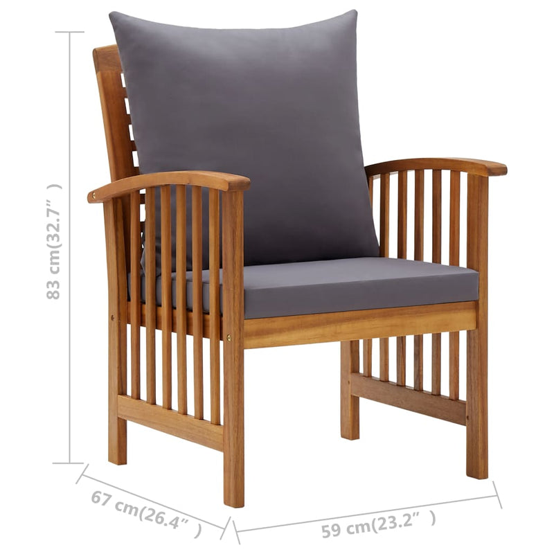 vidaXL 5 Piece Garden Lounge Set with Cushions Solid Acacia Wood (310258+310261+310264)