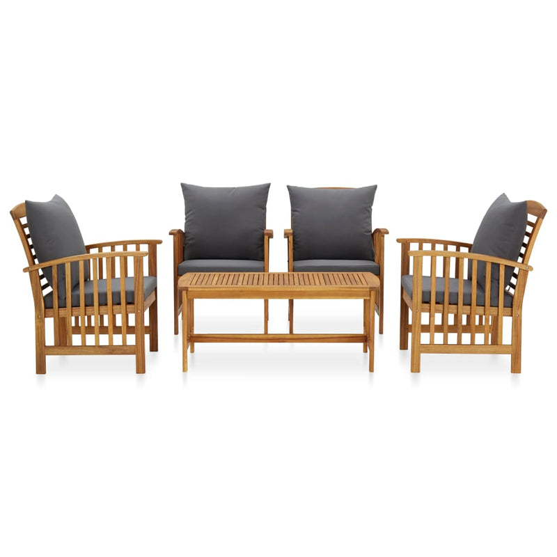 vidaXL 5 Piece Garden Lounge Set with Cushions Solid Acacia Wood