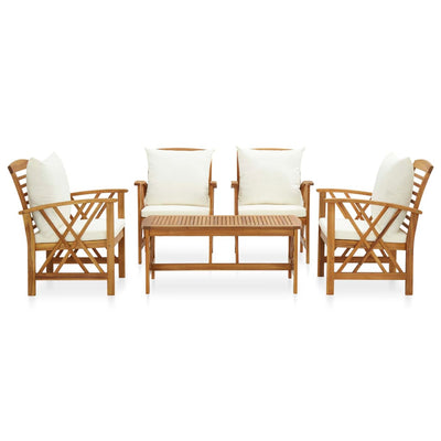 vidaXL 5 Piece Garden Lounge Set with Cushions Solid Acacia Wood
