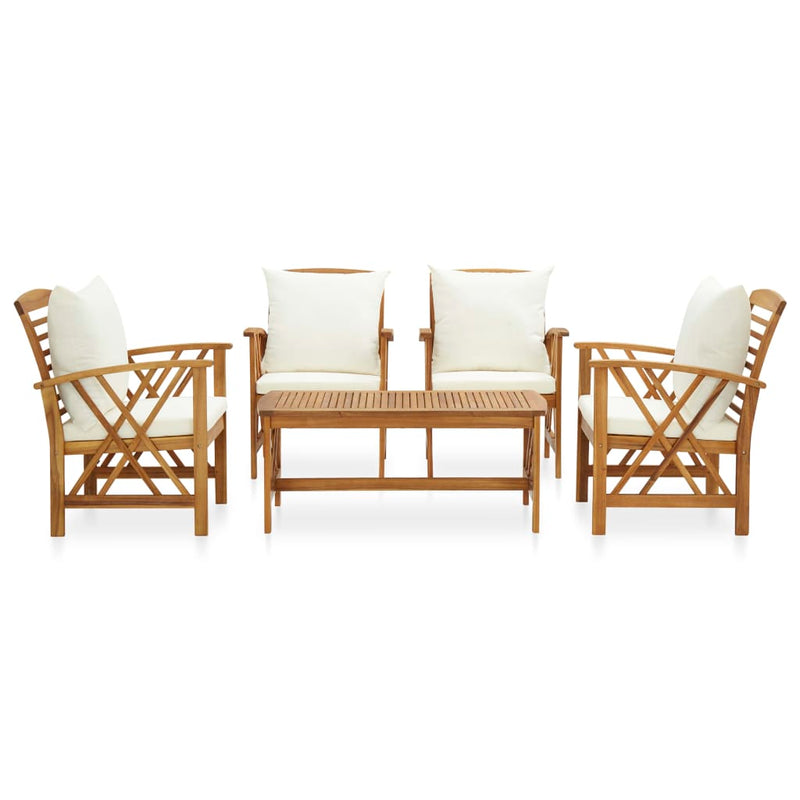 vidaXL 5 Piece Garden Lounge Set with Cushions Solid Acacia Wood