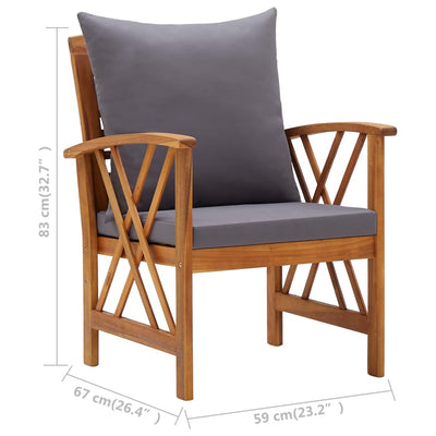 vidaXL 5 Piece Garden Lounge Set with Cushions Solid Acacia Wood