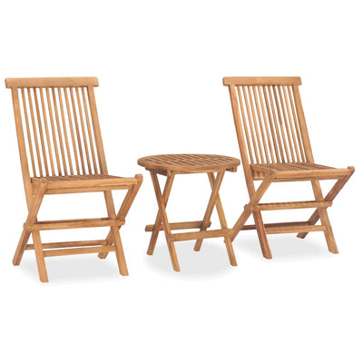 vidaXL 3 Piece Folding Outdoor Dining Set Solid Wood Teak