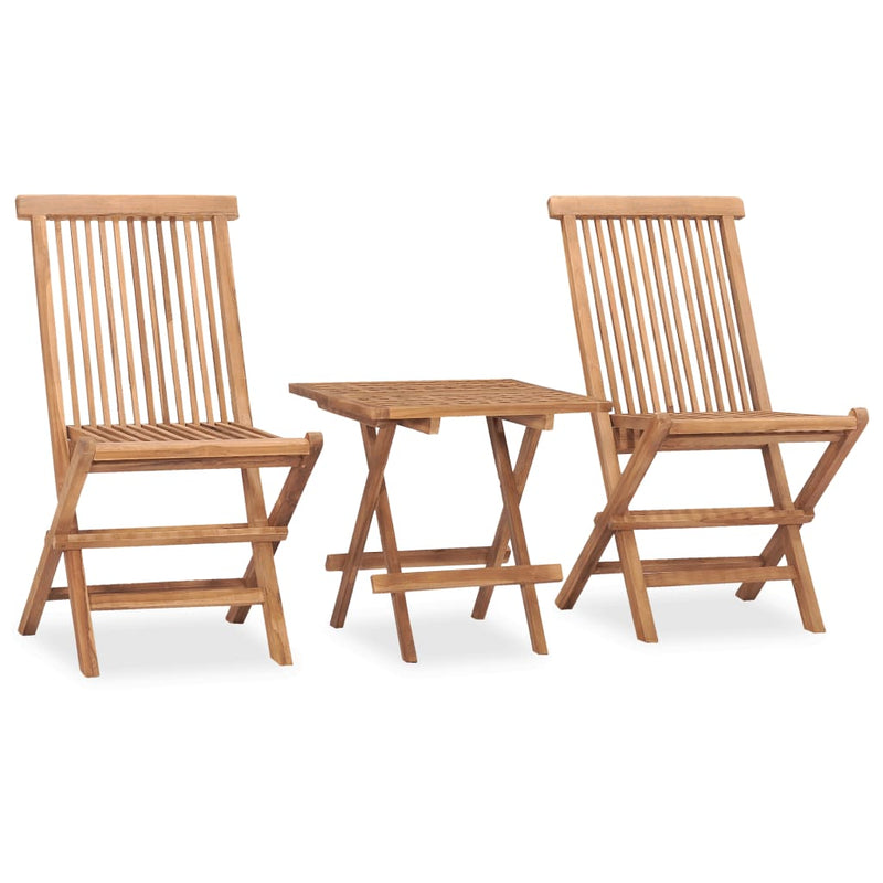 vidaXL 3 Piece Folding Outdoor Dining Set Solid Wood Teak