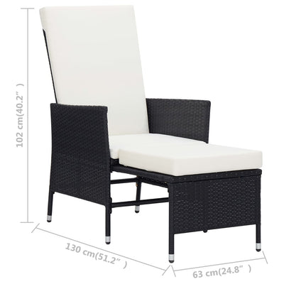 vidaXL 3 Piece Garden Lounge Set with Cushions Poly Rattan Black
