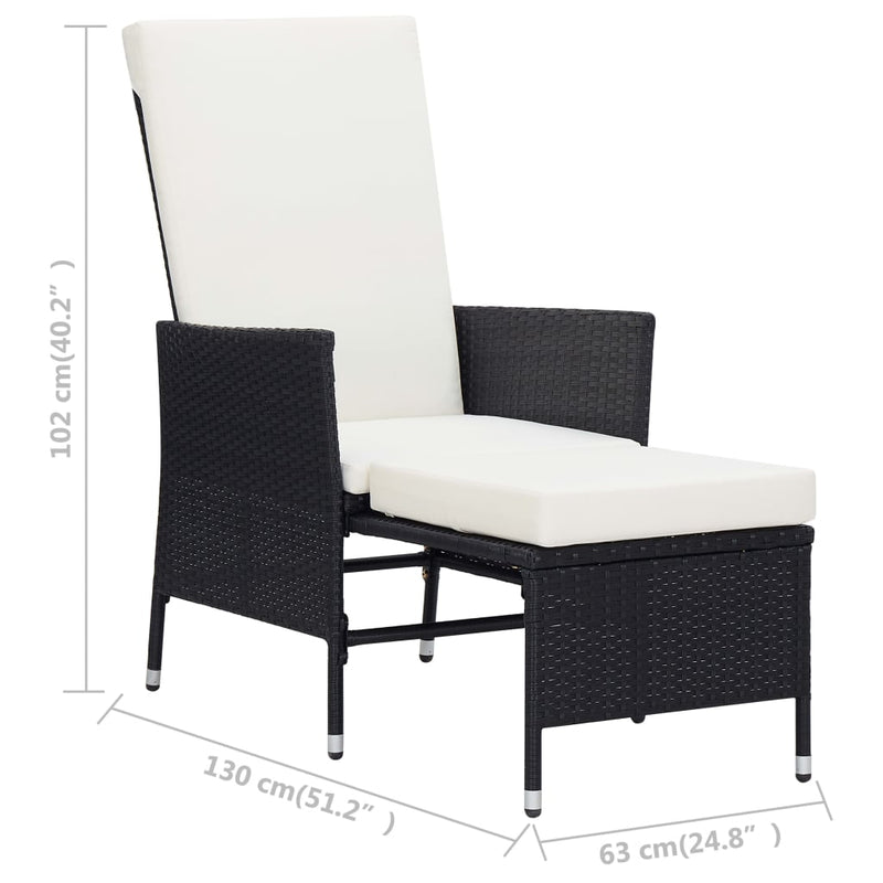vidaXL 3 Piece Garden Lounge Set with Cushions Poly Rattan Black