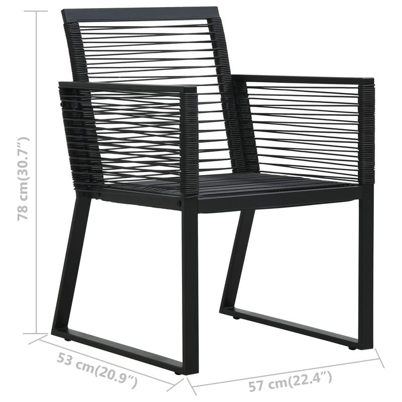 vidaXL 3 Piece Outdoor Dining Set PVC Rattan Black