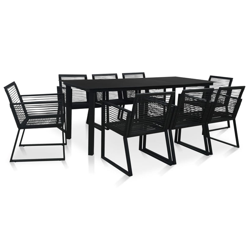vidaXL 9 Piece Outdoor Dining Set PVC Rattan Black