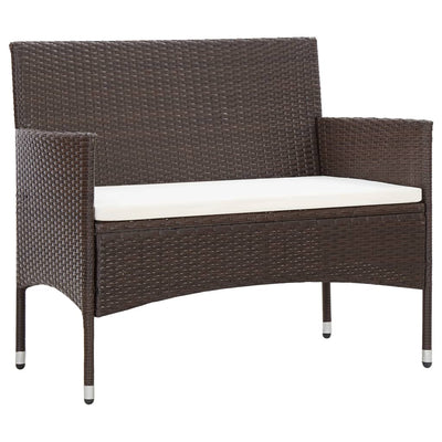 vidaXL 2 Piece Garden Lounge Set with Cushion Poly Rattan Brown