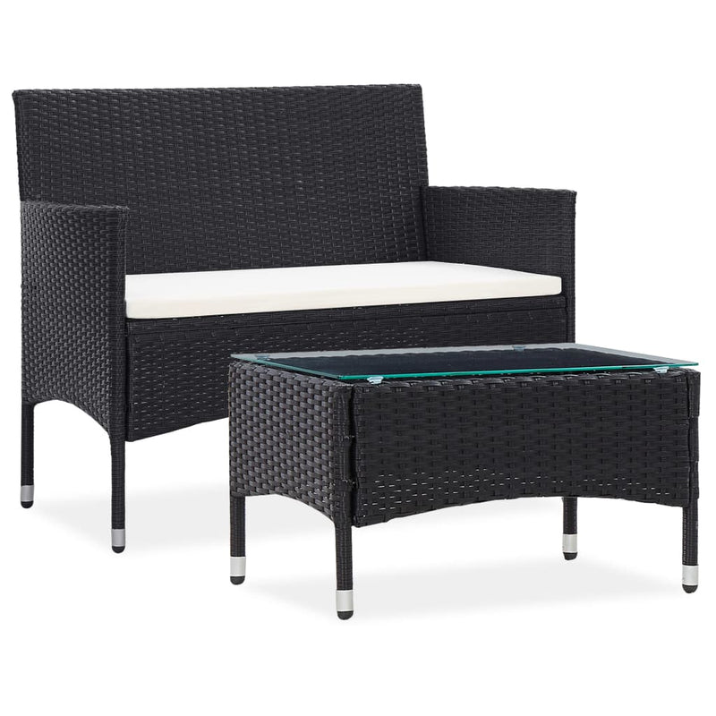 vidaXL 2 Piece Garden Lounge Set with Cushion Poly Rattan Brown