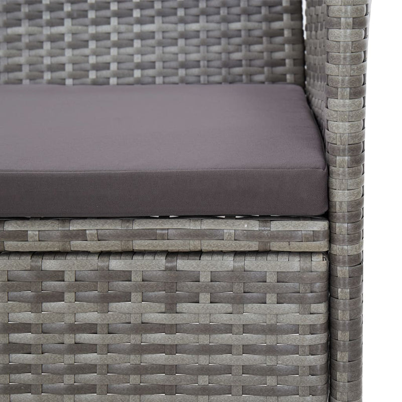 vidaXL 2 Piece Garden Lounge Set with Cushion Poly Rattan Brown
