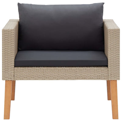 vidaXL 4 Piece Garden Lounge Set with Cushions Poly Rattan Beige