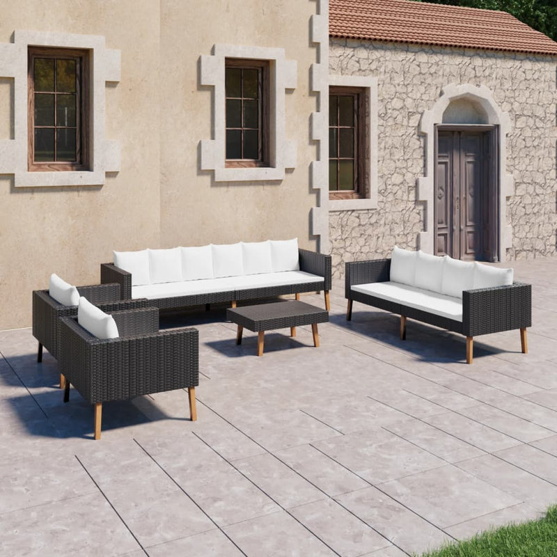 vidaXL 5 Piece Garden Lounge Set with Cushions Poly Rattan Beige