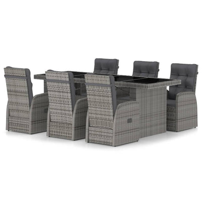 vidaXL 9 Piece Outdoor Dining Set with Cushions Poly Rattan Black