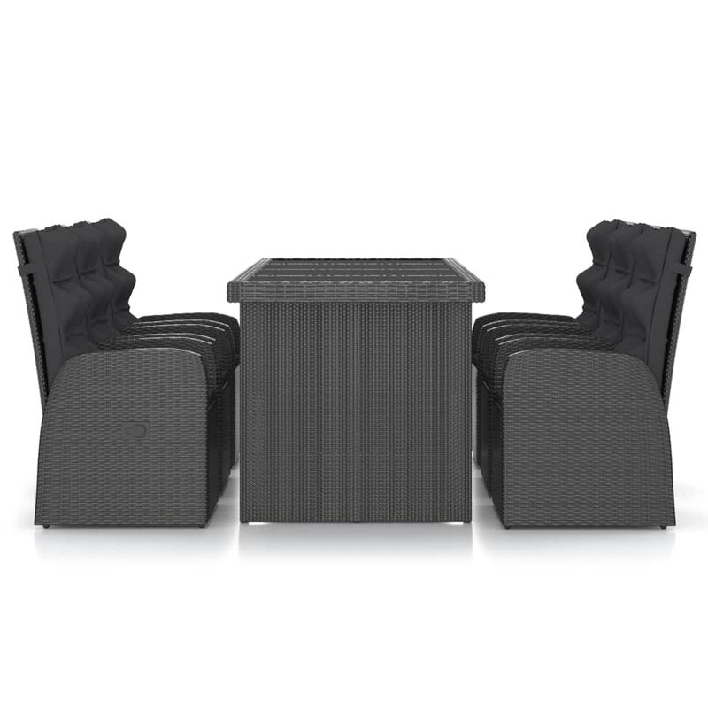 vidaXL 9 Piece Outdoor Dining Set with Cushions Poly Rattan Black
