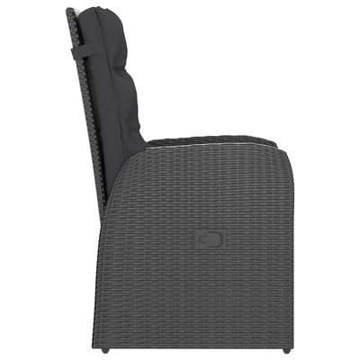 vidaXL 9 Piece Outdoor Dining Set with Cushions Poly Rattan Black