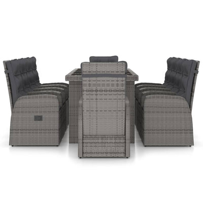 vidaXL 11 Piece Outdoor Dining Set with Cushions Poly Rattan Black