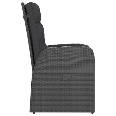 vidaXL 11 Piece Outdoor Dining Set with Cushions Poly Rattan Black