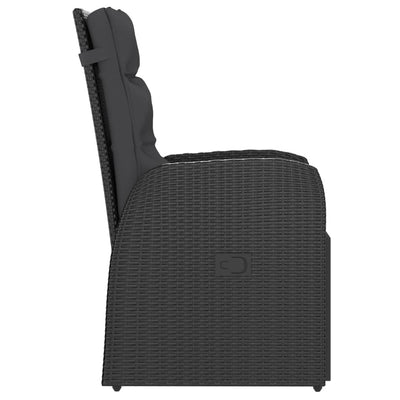 vidaXL 11 Piece Outdoor Dining Set with Cushions Poly Rattan Black