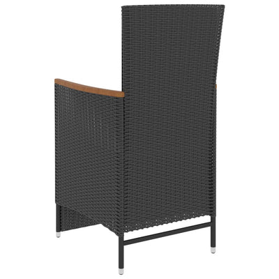 vidaXL 7 Piece Outdoor Dining Set with Cushions Poly Rattan Black