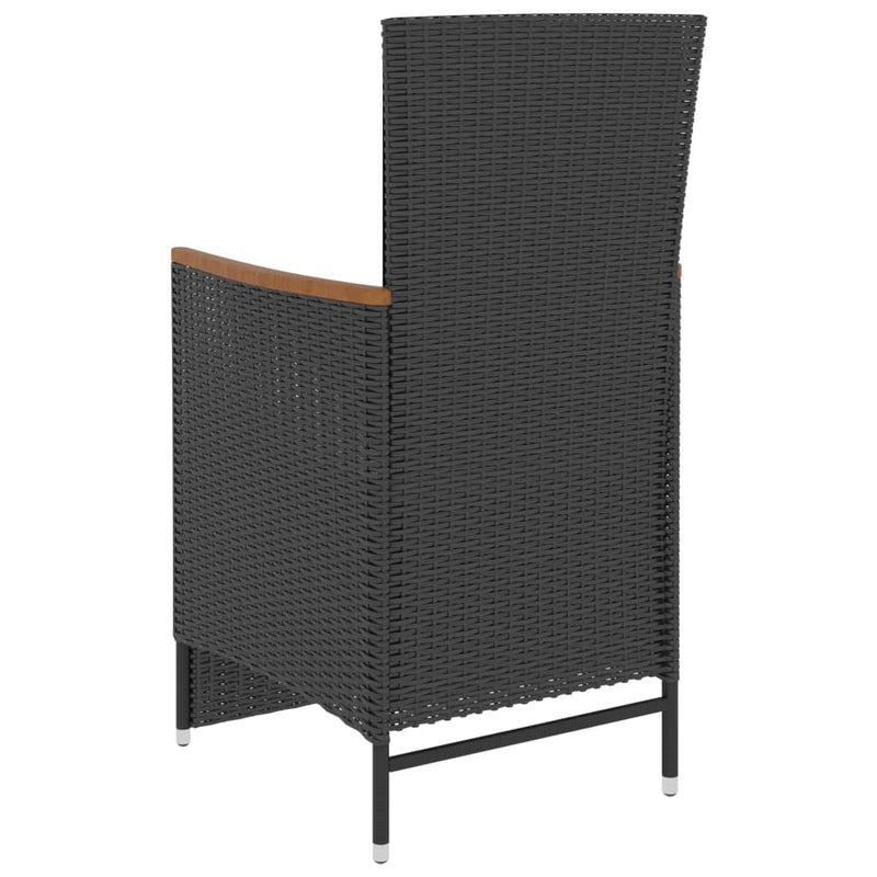 vidaXL 7 Piece Outdoor Dining Set with Cushions Poly Rattan Black