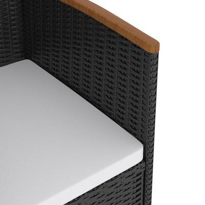 vidaXL 7 Piece Outdoor Dining Set with Cushions Poly Rattan Black