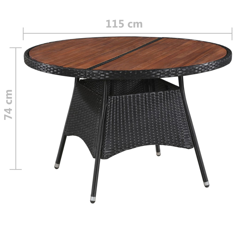 vidaXL 7 Piece Outdoor Dining Set Poly Rattan Black