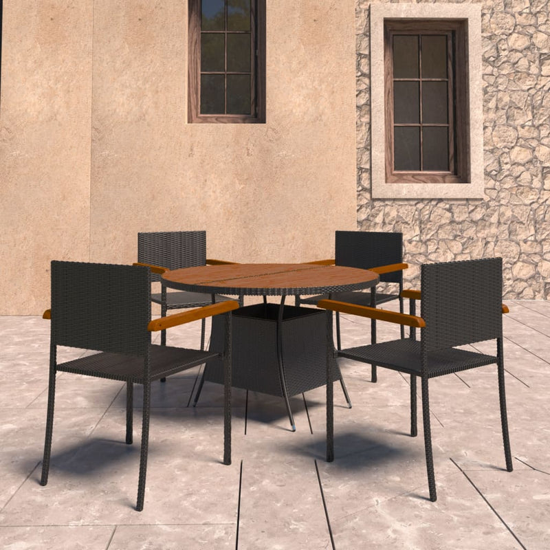 vidaXL 7 Piece Outdoor Dining Set Poly Rattan Black