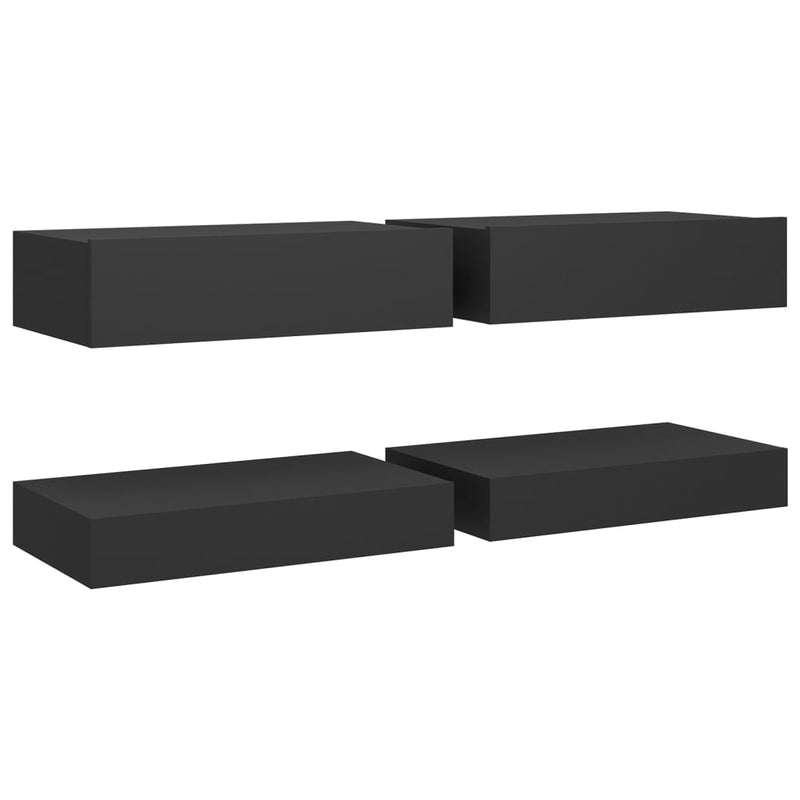vidaXL TV Cabinets with LED Lights 2 pcs High Gloss Black 60x35 cm