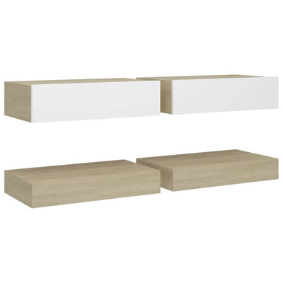 vidaXL TV Cabinets with LED Lights 2 pcs High Gloss Black 60x35 cm